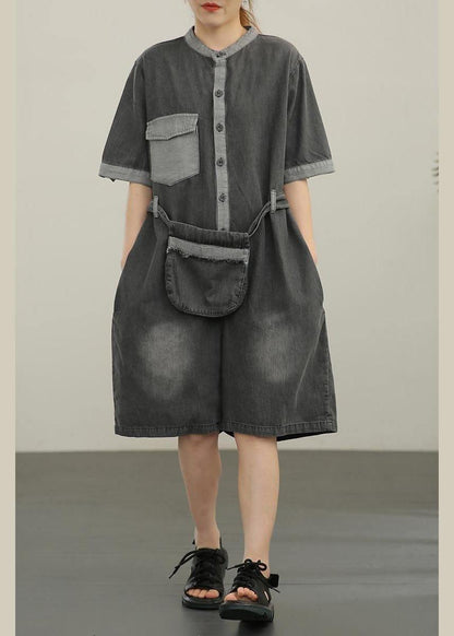 Grey Button Summer Outfits Shorts