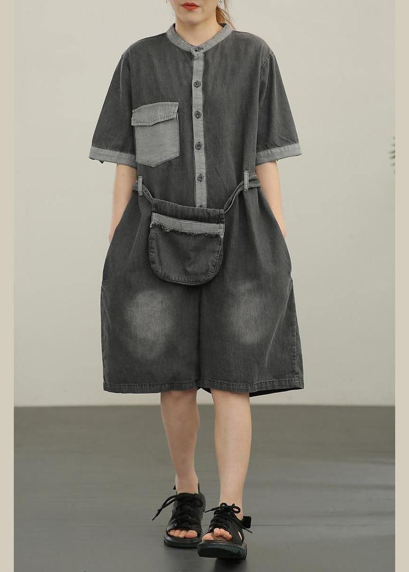 Grey Button Summer Outfits Shorts