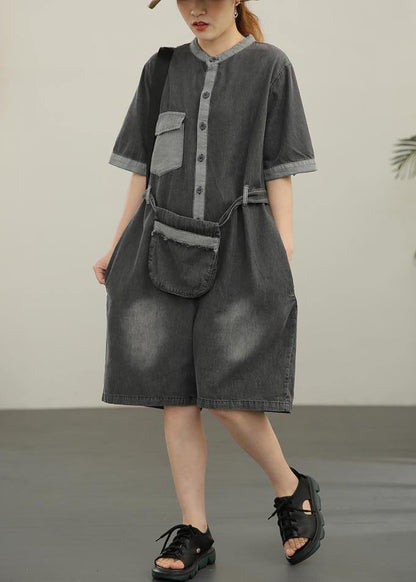 Grey Button Summer Outfits Shorts