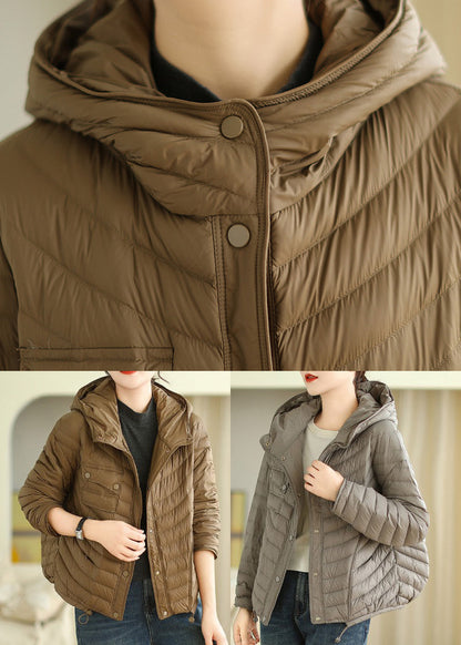 Grey Hooded Drawstring Fine Cotton Filled Jacket Winter