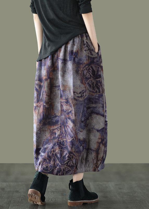 Brown Leopard Print Retro Print a Line Pockets Fall Skirts