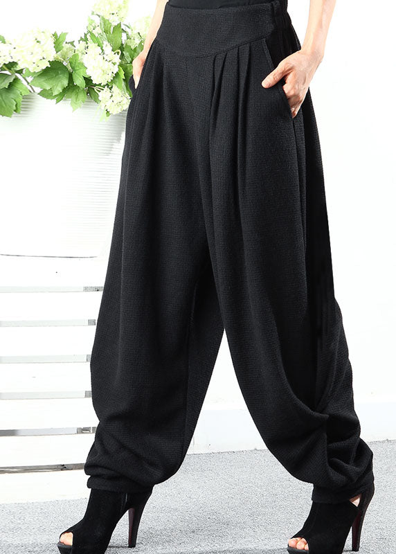 Grey Wrinkled Pockets Regular Lantern Winter Pants