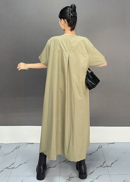 Khaki Oversized Cotton Long Dresses Summer