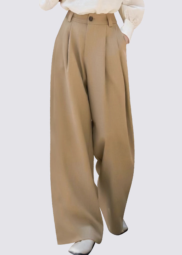 Light Brown Patchwork High Waist Straight Pants