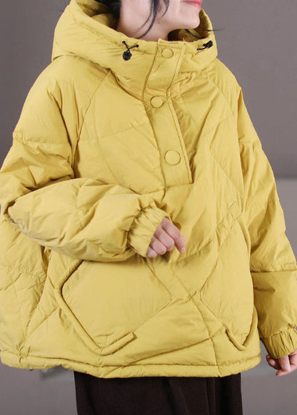 Light Green Hooded Drawstring Cotton Blend Pullover Jackets Winter