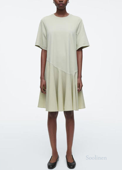 Light Green Patchwork Cotton Day Dress Summer