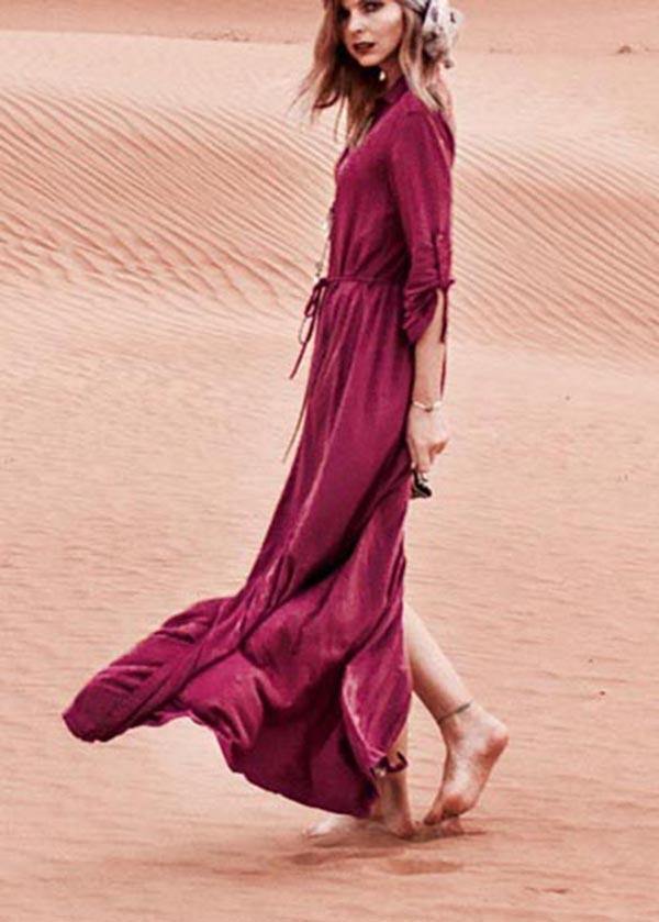 Mulberry Button Beach Gown Maxi Dresses