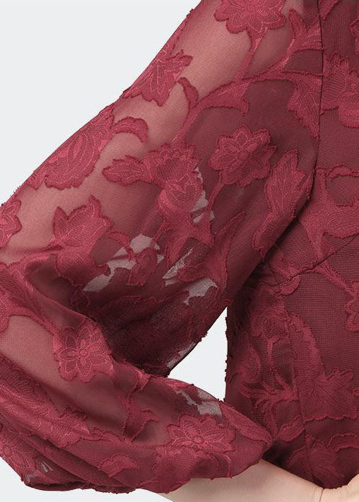 Mulberry Ruffled Wrinkled Lace Shirt Tops Fall