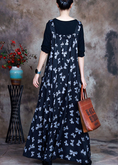 Navy Print Pockets Asymmetrical Design Fall 2 Piece Outfit