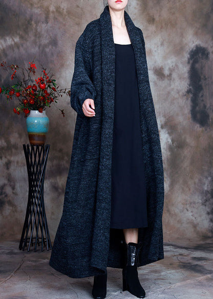 Navy V Neck Fall Knit Loose Cardigans Sweaters