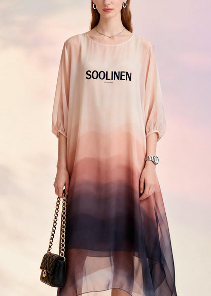 O Neck Print Chiffon Dresses Summer