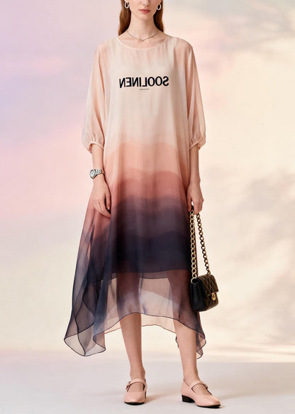 O Neck Print Chiffon Dresses Summer