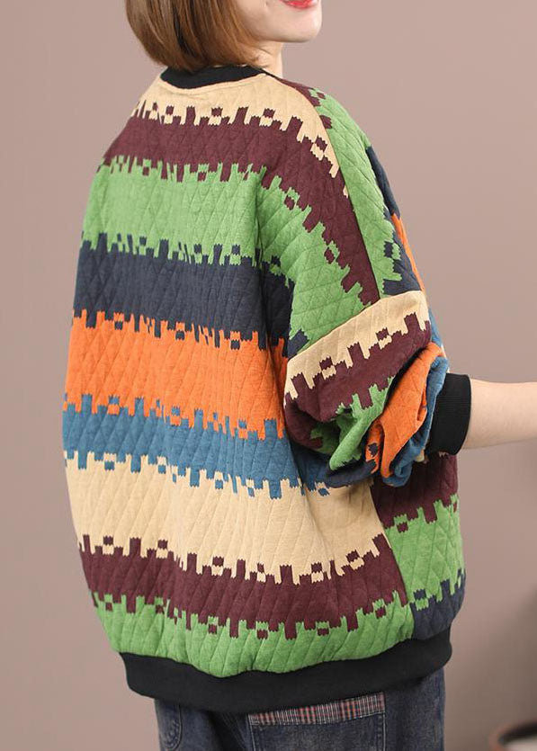 Orange Thick Striped Sweatshirt Winter