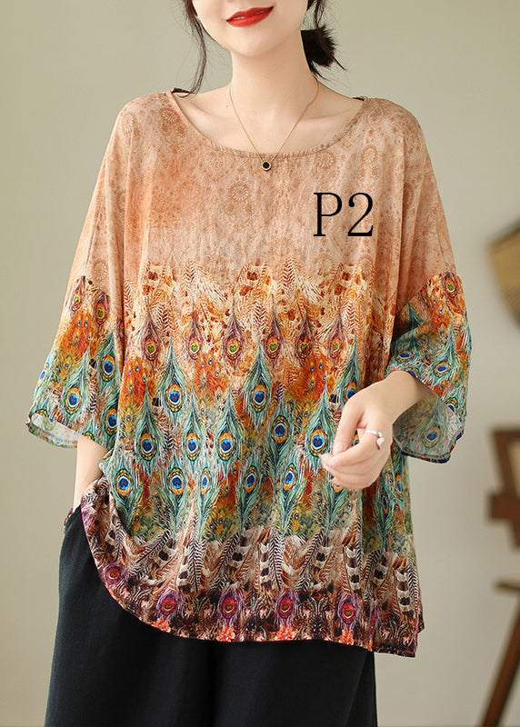 Oversized Print Linen Tank Tops Summer