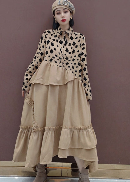 Peter Pan Collar Patchwork Print Shirts Dress Spring