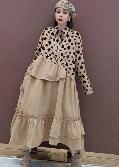 Peter Pan Collar Patchwork Print Shirts Dress Spring