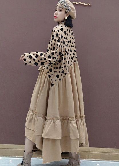 Peter Pan Collar Patchwork Print Shirts Dress Spring