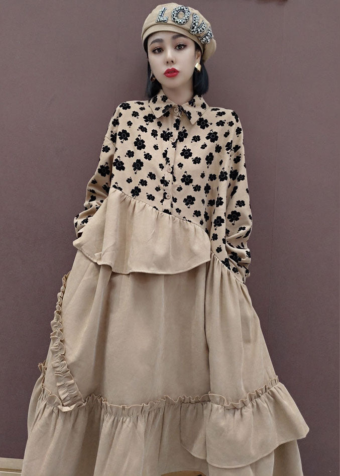 Peter Pan Collar Patchwork Print Shirts Dress Spring