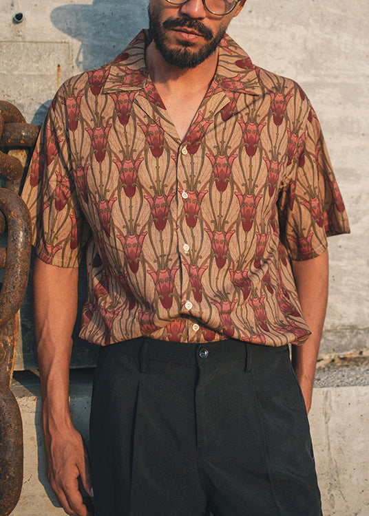 Peter Pan Collar Print Button Cotton Shirts Summer