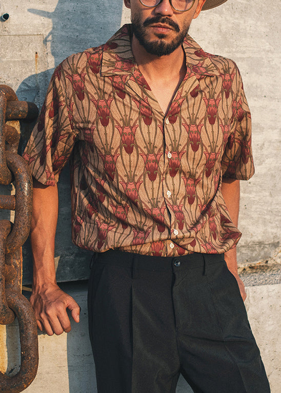 Peter Pan Collar Print Button Cotton Shirts Summer