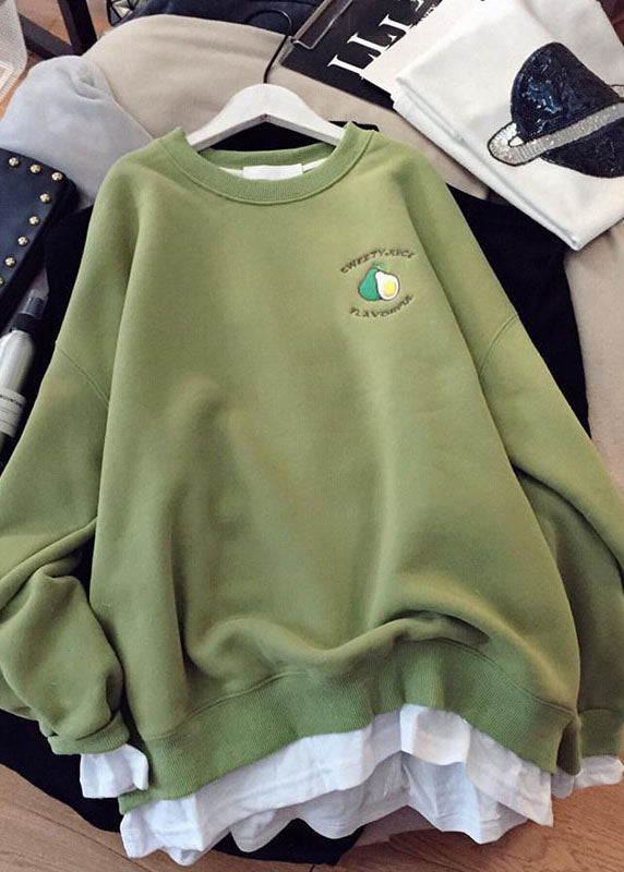 Pink O-neck Print Patchwork Fleece Sweatshirt Winter