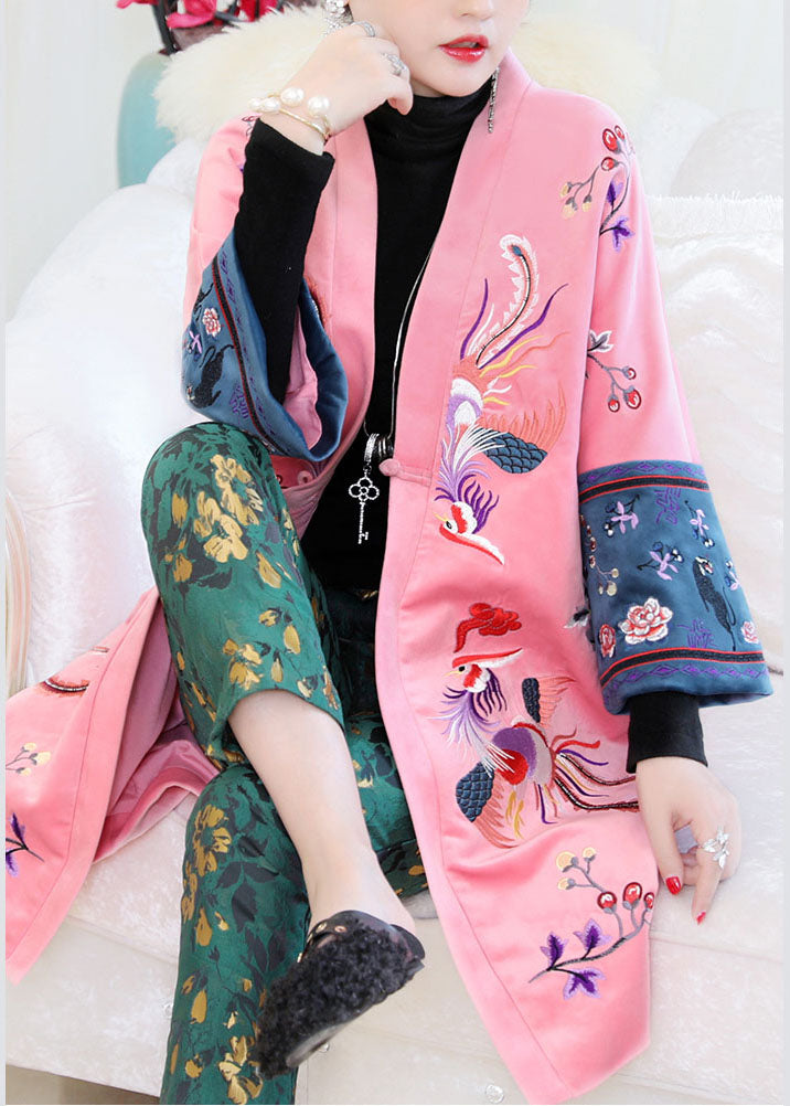 Pink Oriental Velour Warm Winter Coats