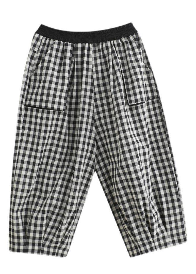 Yellow Elastic Waist Harem Pants Summer Cotton Linen