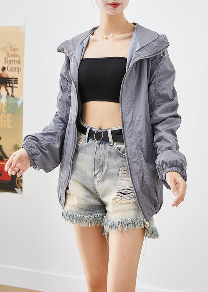 Purple Oversized Wrinkled Upf 50+ Coat Jacket Fall