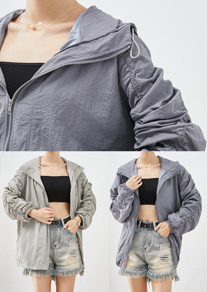 Purple Oversized Wrinkled Upf 50+ Coat Jacket Fall