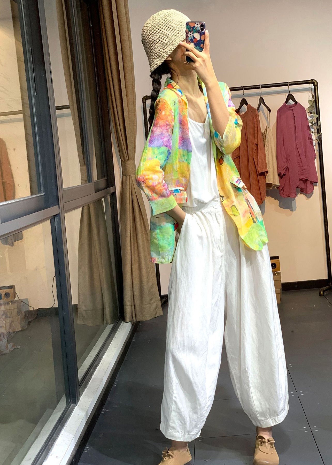 Rainbow Tie Dye Linen Upf 50+ Coat Jacket Summer