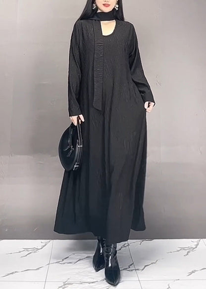 Red O-neck Wrinkled Maxi Dresses Spring