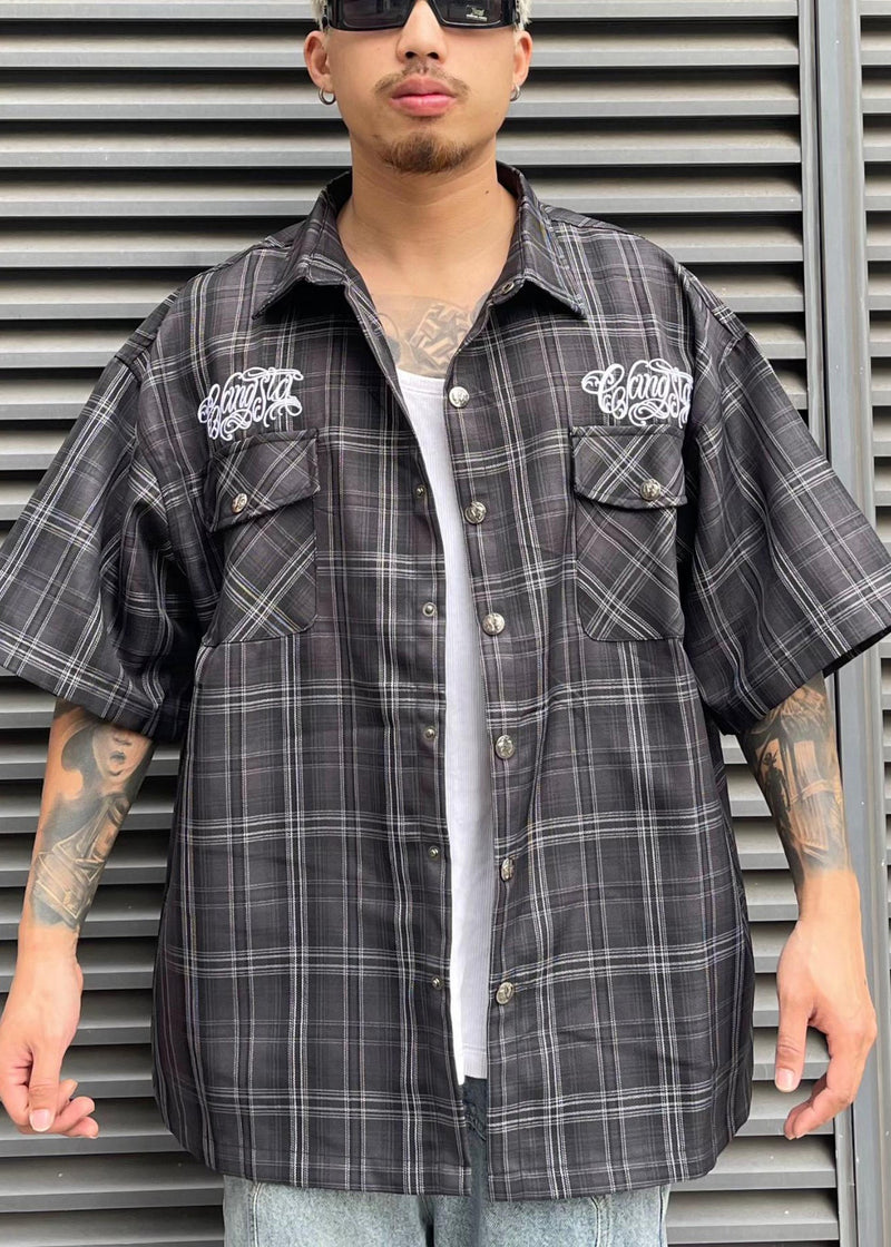 Red Plaid Print Cotton Shirts Summer