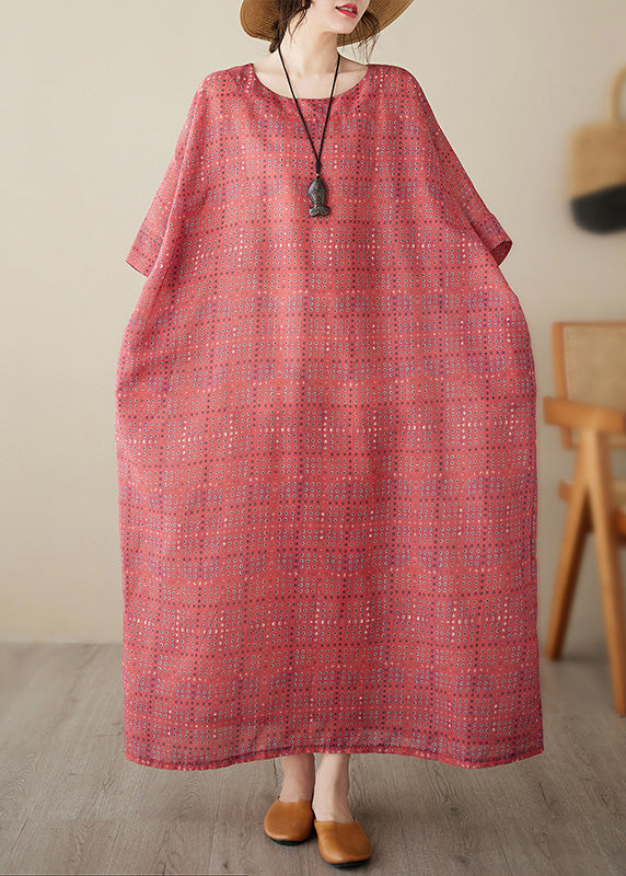 Red Print Party Long Dress Summer