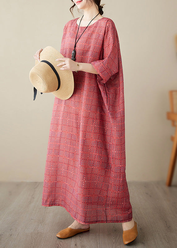 Red Print Party Long Dress Summer