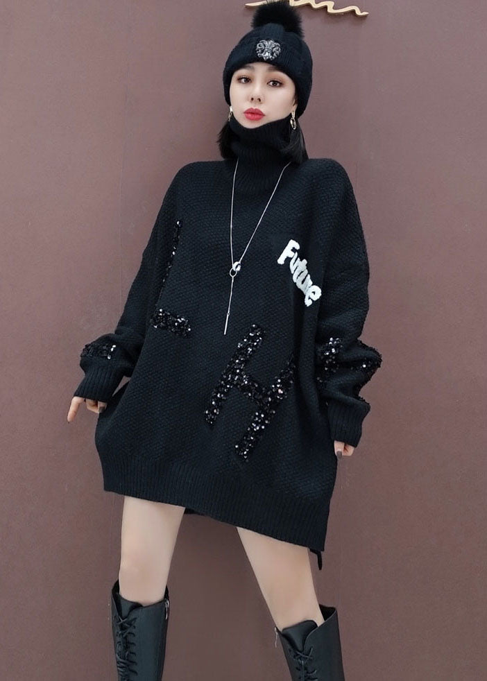 Red Turtle Neck Knitted Dress Winter