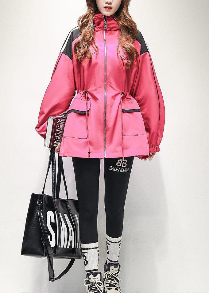 Rose Letter Embroidered Pockets Cotton Jacket Spring