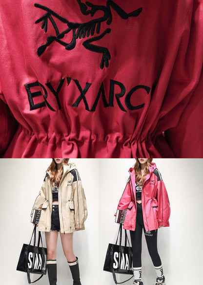 Rose Letter Embroidered Pockets Cotton Jacket Spring