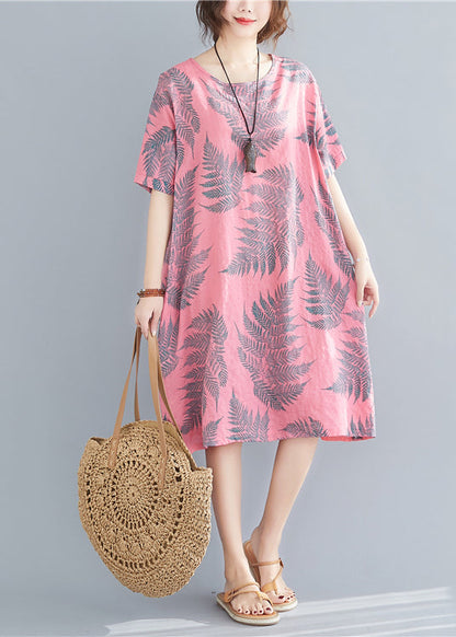 Rose Oversized Print Cotton Holiday Dress Summer