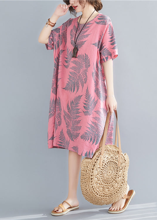 Rose Oversized Print Cotton Holiday Dress Summer