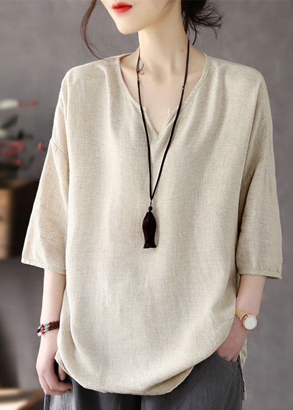 V Neck Patchwork Top Long Sleeve