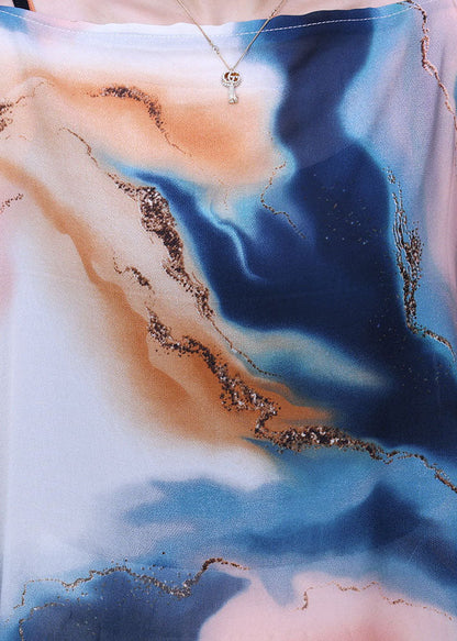 White Asymmetrical Design Tie Dye Chiffon Upf 50+ Top Batwing Sleeve