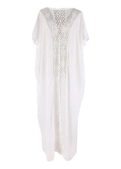 White Hollow Out Long Holiday Dress Summer