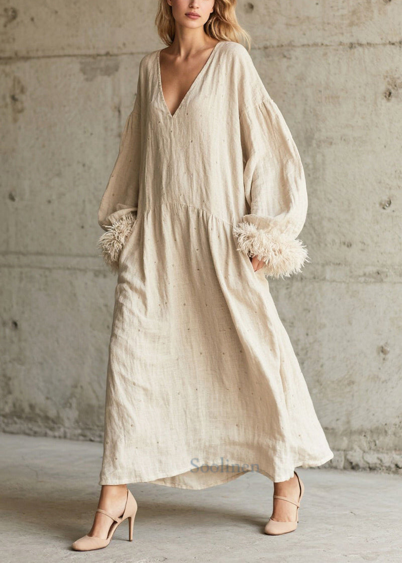 White Oversized Patchwork Faux Fur Maxi Dress Fall