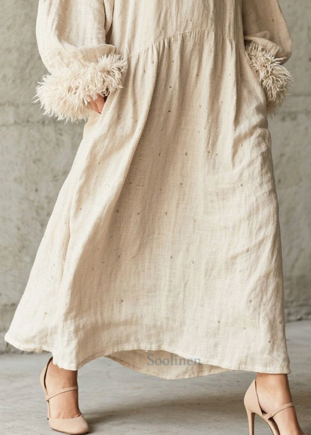 White Oversized Patchwork Faux Fur Maxi Dress Fall