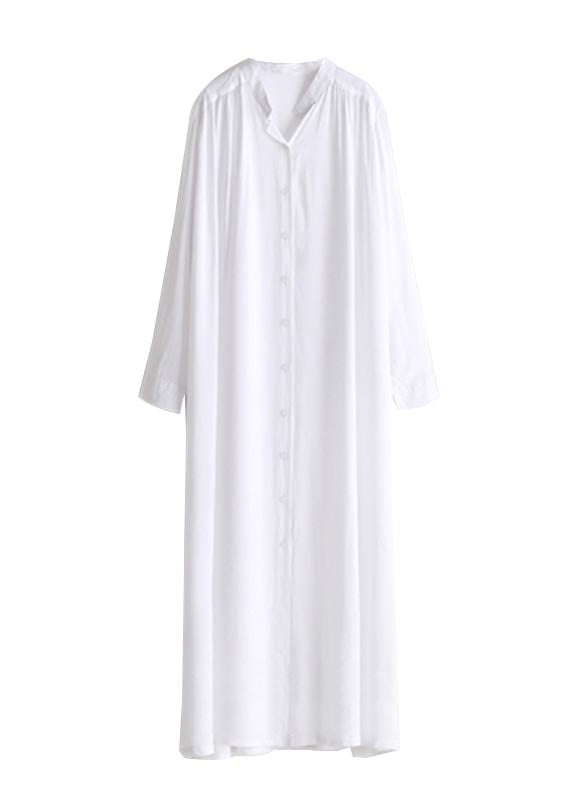 White Oversized Side Open Cotton Upf 50+ Long Shirts Summer