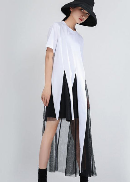 White Patchwork Lace Summer Cotton Dress
