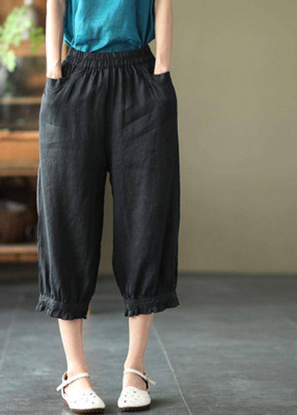 White Pockets Harem Summer Pants Linen
