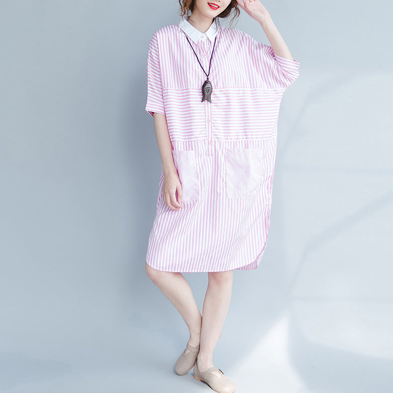 Striped Shirt Long Tops Tees Loose Blouses