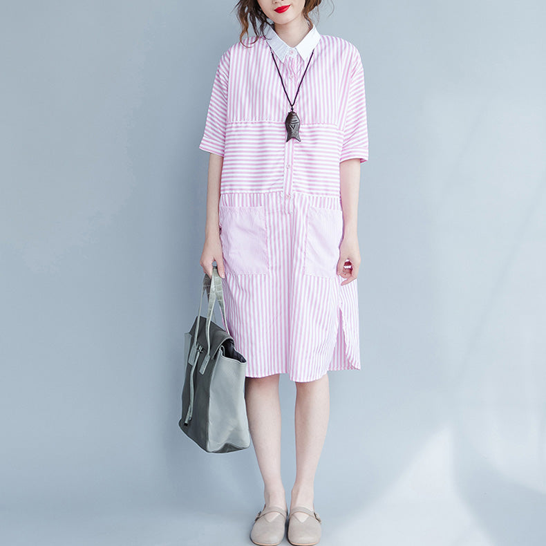 Striped Shirt Long Tops Tees Loose Blouses