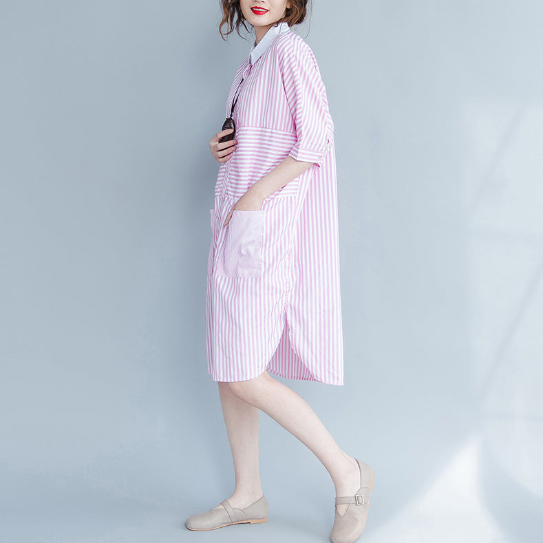 Striped Shirt Long Tops Tees Loose Blouses